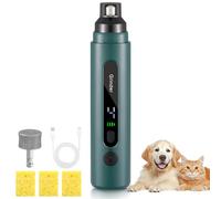 VINATO Lime Griffes Electrique Rechargeable pour Chien Chat - Ponceuse Ongles Animaux 5 Vitesses avec LED, 3 Embouts, Anti-Poussière - pour Toutes Tailles, Vert Foncé