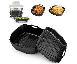 VINATO Lot de 2 Moules en Silicone pour Air Fryer, Design Évacue-Graisse, Compatible pour Ninja Crispi Pro AS090EU/AS101 et Autres Air Fryer