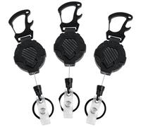 VINATO Lot de 3 Porte Badge Retractable,Porte Badge Enrouleur avec Câble en Fil d'Acier de 80 cm,Porte Clef Extensible pour le Bureau, l'Extérieur, le Camping