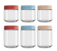 VINATO Lot de 4 Bocal en Verre avec Couvercle 480ml & 350ml,pour Yaourt