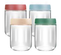 VINATO Lot de 4 Bocal en Verre avec Couvercle 480ml,Bocal Overnight Oats