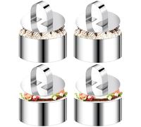 VINATO Lot de 4 Cercles à Dessert avec 4 couvercles Inclus, Anneaux de Service en Acier Inoxydable de 8 cm de diamètre, Cercles Ronds pour mousses, idéaux pour Biscuits, Donuts et moules à gâteau.