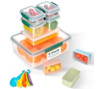 VINATO Lot de 9 Boîtes de Conservation Alimentaire, Hermétiques, Empilables, Lavables au Lave-Vaisselle, Sécurité micro-ondes, Sans BPA, avec 5 Cuillères