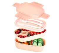 VINATO Lunch Box 1900ml Boite Repas Adulte & Enfant, Bento Box 3 Étages Avec Couverts, Compartimentée et Hermétique, Idéale pour Bureau, École ou Voyage, Sans BPA, Rose