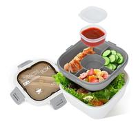 VINATO Lunch Box Boite a Salade 1700 ml Boite Repas avec Compartiments et Couverts, Sans BPA, Adapté Micro-Onde/Réfrigérateur, Adultes et Enfants