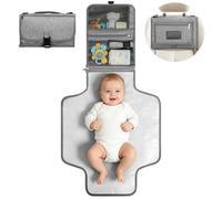VINATO Matelas a Langer Bebe Voyage, Tapis à Langer Pliable et Portable avec Pochette Lingettes Humides, 70 x 56 cm, Amovible, avec 5 Poches, Imperméable et Lavable pour Déplacements Voyages (Gris))