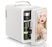 VINATO Mini Frigo 6L, Mini Frigo de Chambre, Réfrigérateur pour Soins de la peau avec Miroir LED, petit Réfrigérateur avec Fonction de Chauffage et de Refroidissement, pour Voiture, Bureau, Camping