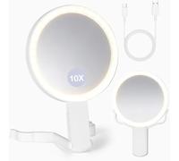 VINATO Miroir de Maquillage Pliable Grossissant 10X avec Éclairage LED, Miroir Double Face avec 3 Modes Lumineux, Miroir Lumineux Portable pour la Maison et Les Voyages