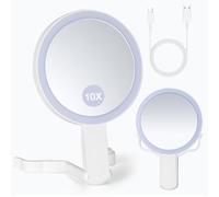 VINATO Miroir Grossissant Lumineux 10X, Miroir Maquillage Lumineux des Deux Côtés, 3 Modes de Couleur, Pliable Portable, Lumières LED, pour Chambre à Coucher, Table de Toilette, Les Voyages
