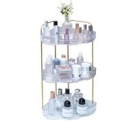 VINATO Organisateur Coin 3 Niveaux 90° - Rangement Maquillage, Soins & Épices sans Perçage - Étagère Polyvalente pour Salle de Bain, Cuisine, Chambre Transparent