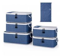 VINATO Packing Cubes Compression 6erSet - Sac Voyage Compression Étanche & Organisateur Valise pour Vêtements&Chaussures, Gain de Place pour Valise Sac à Dos Bagage Cabine, Organisateur de Voyage Bleu