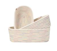 VINATO Panier de Rangement,Petit Panier Tressé, Lot de 3 Organisateur Salle de Bain Multifonctions (3 Tailles) - pour Salle de Bain, Cuisine, Chambre d'Enfants et Déco