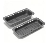 VINATO Passoire Évier Pliable Réglable 2 Pièces (Haute & Basse), Extensible Égouttoir Cuisine en Plastique, Égoutter les Pâtes Cuites, Accessoire Évier Cuisine pour Lavage les Fruits Légumes (Gris)