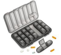 VINATO Pilulier Hebdomadaire 7 Jours Matin Midi Soir, Pilulier Portable | Sans BPA, 7 Compartiments Amovibles Avec 3 Sections, Joint D'Étanchéité, Grandes Lettres Pour Seniors,Compact Pour Voyager