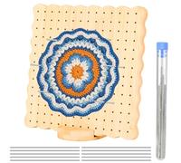 VINATO Planche de Blocage en Bambou 19.5x19.5cm, pour Granny Squares au Crochet, avec 10 Épingles Inox, Base et Marqueurs, Accessoire Tricot pour Motifs, Taille Moyenne