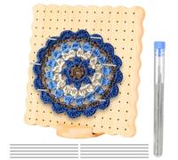 VINATO Planche de Blocage en Bambou, avec 10 Épingles Inox, Base et Marqueurs, Accessoire Tricot pour Motifs, 19.5x19.5cm, pour Granny Squares au Crochet, Taille Moyenne