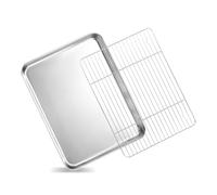 VINATO Plaque Four Inox avec Grille 40,5×30,5×2,5 cm - Plaque de Four Universelle en 304 Inoxydable, Grille Four & Plaque Pâtisserie