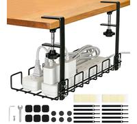 VINATO Plateau de Gestion des Câbles sous Bureau,Kit Cable Management,Support de Multiprise sous Bureau sans Perçage pour Bureau, Maison
