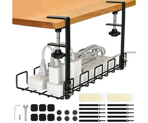 VINATO Plateau de Gestion des Câbles sous Bureau,Kit Cable Management,Support de Multiprise sous Bureau sans Perçage pour Bureau, Maison