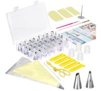 VINATO Poche a douille patisserie 83 Pièces, Set de Douilles en Acier Inoxydable, Sac à Pâtisserie et Boîte de Rangement, Accessoire pour Gâteaux, Cupcakes et Décoration Jaune