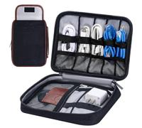 VINATO Pochette de Rangement pour Câbles et Électronique - Léger et Robust, avec Compartiment pour Cartes SD, Section pour Tablette et 5 Attaches-Câbles