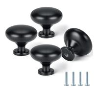 VINATO Poignées de Tiroir 28mm, 4 Pièces Boutons de Meuble Ronds - Poignée de Meuble Cuisine Noir Mat avec Vis, pour Armoire, Placard, Commode, Noir