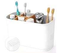 VINATO Porte Brosse à Dents avec Trous de Drainage, Support Brosse a Dent Electrique avec 5 Compartiments Amovible Rangement Brosses a Dent Organisateur de Salle de Bain Cuisine, Facile à Nettoyer
