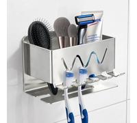 VINATO Porte Brosse à Dents Mural, Support Brosse a Dent Electrique, Support Brosse a Dent Electrique en Acier Inoxydable Porte Brosse à Dents Mural Adhésif pour Salle de Bain, Argenté