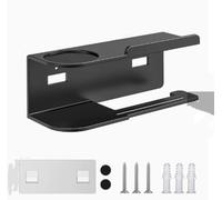 VINATO Porte Papier Toilette Support Papier Toilette Mural avec Tablettes Acier Inoxydable Porte Serviette sans Percage Support Papier WC Auto-adhésif pour Salle De Bain Cuisine, Noir