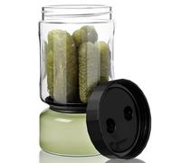 VINATO Pot Cornichon Retournable à Séparation Sec Liquide, 930 ml Pot à Cornichon Sablier Retournable, Bocal Hermétique en Verre, Sans BPA, Lave-vaisselle Sécurisé, pour Légumes, Olives & Fruits