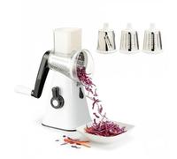 VINATO Râpe Légumes Multifonction avec Poignée Tournante, Lames Inox 430, 3 Lames Interchangeables (Râper/Trancher/Hacher), Base Ventouse & Nettoyage Facile - Sans BPA, ABS Alimentaire