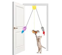 VINATO Set de 3 Jouets pour Chats Suspendus avec Son Réaliste, Souris Élastique et Oiseau à Plumes, sans Piles