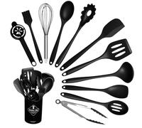 VINATO Set Ustensile Cuisine 12 Pièces en Silicone Alimentaire, Ustensiles de Cuisine sans BPA, Lavable au Lave-Vaisselle, Noir