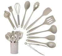 VINATO Set Ustensile Cuisine 12 Pièces en Silicone Alimentaire, Ustensiles de Cuisine sans BPA, Lavable au Lave-Vaisselle, Kaki