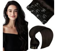 VINBAO Extensions à Clips Cheveux Naturels 6 Pcs 14'' 35cm Noir Naturel 100g Varis Cheveux Humains Extension Cheveux Naturel Lisse Raides Rajout Cheveux Clip Maxi Volume #1B(#1B-14pouces)