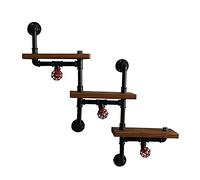 Vinbcorw Etagère Murale Industrielle Étagère Noire De Style Industriel en Bois Métallique Vintage Industriel pour Chambre À Coucher, Salon, Cuisine Et Couloir,Noir