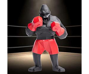 Vinbcorw Gorille Decoration Statue, King Kong Statue, Singe Boxe Statuette pour Origami 3D Décoration Utilisé pour Salon Meuble À Vin Chambre Bureau Bar Café Ornements,Noir