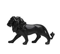 Vinbcorw Statue Lion Origami Statue Resine Decoration Statue Interieur Lion Deco Noir/Blanc Animaux en Resine Lion Statuette Decoration Design,Noir
