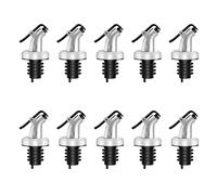 VinBee Lot de 10 becs verseurs avec rabat pour bouteilles d'huile - Becs verseurs pour vin, eau-de-vie, sirop, vinaigre - En acier inoxydable - Court - Bec verseur pour cuisine et bar