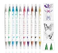 VinBee Lot de 10 stylos de tatouage pour enfants, doux pour la peau, maquillage créatif pour enfants, stylo de tatouage temporaire et autocollants papillons, stylo doré de fête pour carton, plastique