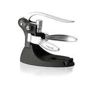 Vinbouquet FID 066 Tire-Bouchon à Levier en Acier Inoxydable avec Levier en liège Noir et Argent 18 x 14,2 x 5 cm