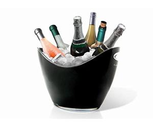 VinBouquet FIE 007 Seau Refroidisseur 6 Bouteilles, Plastique Noir 35 x 26 x 26,5 cm
