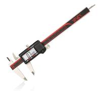 VINCA DCLA-0605 Caliper numérique électronique en Pouces/métrique/Fractions 0-6 pouces/150 mm Boîtier en Acier Inoxydable Rouge/Noir Extra Large écran LCD Auto Off Outil de Mesure VINCA
