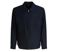 Vince blouson homme bleu en lin et viscose à fermeture zippée - S