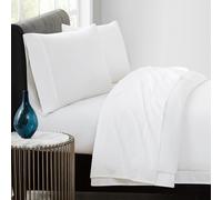 Vince Camuto Pem America Parure de lit 4 pièces 400 Fils King Size - Collection Percale de Coton - Blanc