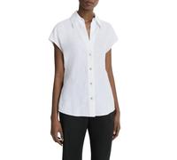 Vince, Femme, Blouses et Chemises, Blanc, Taille: 38 FR Chemisier à Manches Courtes et Boutons