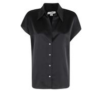 Vince, Femme, Blouses et Chemises, Noir, Taille: 40 FR Chemisier en soie à manches courtes et dos froncé