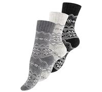 Vincent Creation 3 paires de chaussettes norvégiennes, chaussettes Hygge colorées, chaussettes en laine pour femmes et hommes, 35-38