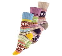 Vincent Creation 3 paires de chaussettes norvégiennes, chaussettes Hygge colorées, chaussettes en laine pour femmes et hommes, Set 1, 39-42