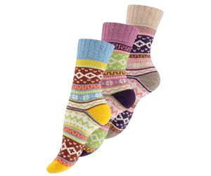 Vincent Creation 3 paires de chaussettes norvégiennes, chaussettes Hygge colorées, chaussettes en laine pour femmes et hommes, Set 1, 39-42